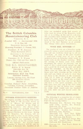 The B.C. Mountaineer 1928 November cover